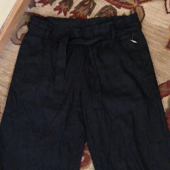 J JILL Size Large LINEN Stretch
BLACK Tie belt Paperbag Flat Front 
$129 NEW - Picture 7 of 12